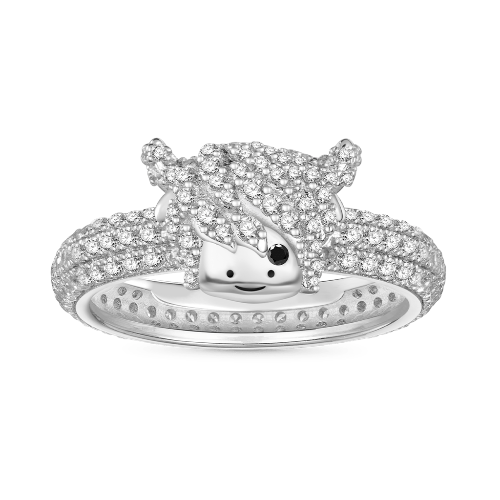 Gnoce Highland Cow Diamond Ring Platinum-plated Silver Blend_1