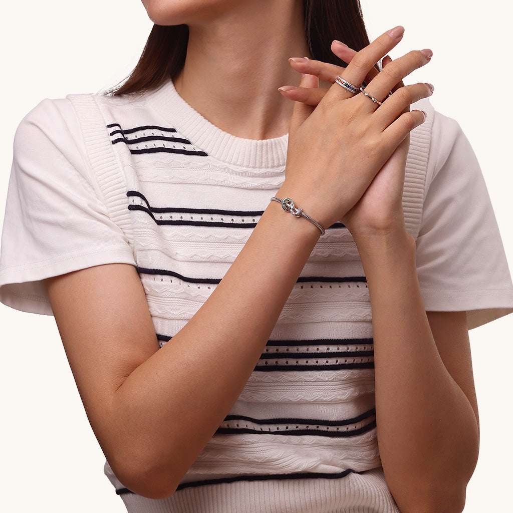 Gnoce Ouroboros Inlaid Zircon Birthstone Charm_6