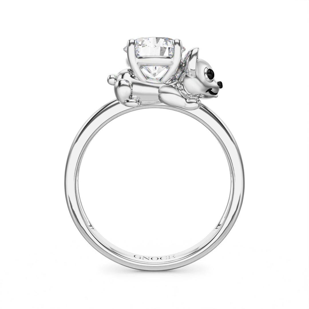Gnoce Puppy Embraces Moissanite Round Cut Ring_4