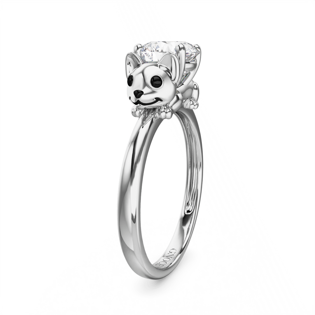 Gnoce Puppy Embraces Moissanite Round Cut Ring_5