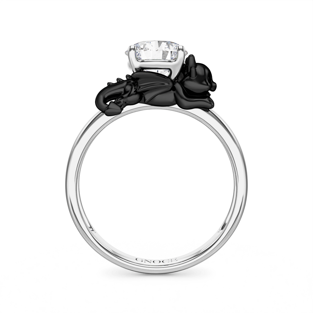 Gnoce Little Black Dragon Embraces Moissanite Round Cut Ring_5