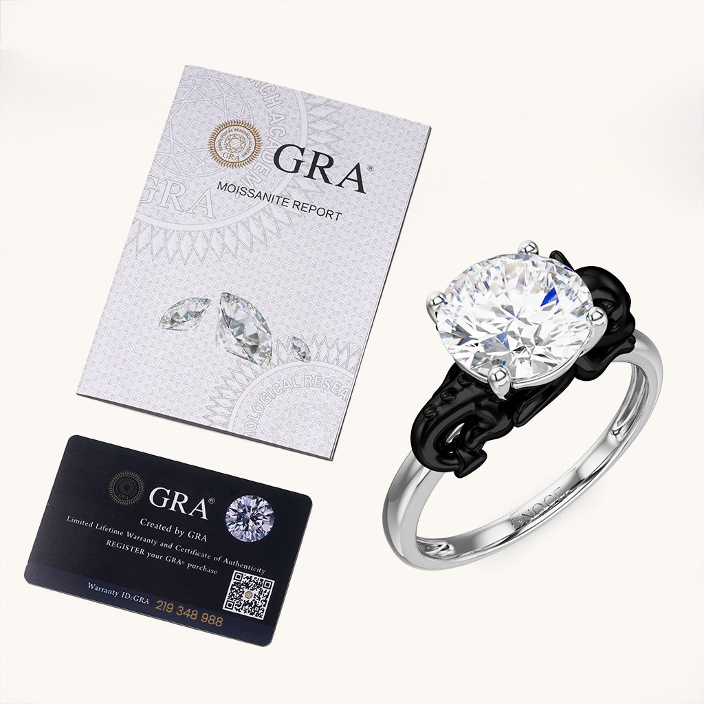 Gnoce Little Black Dragon Embraces Moissanite Round Cut Ring_6