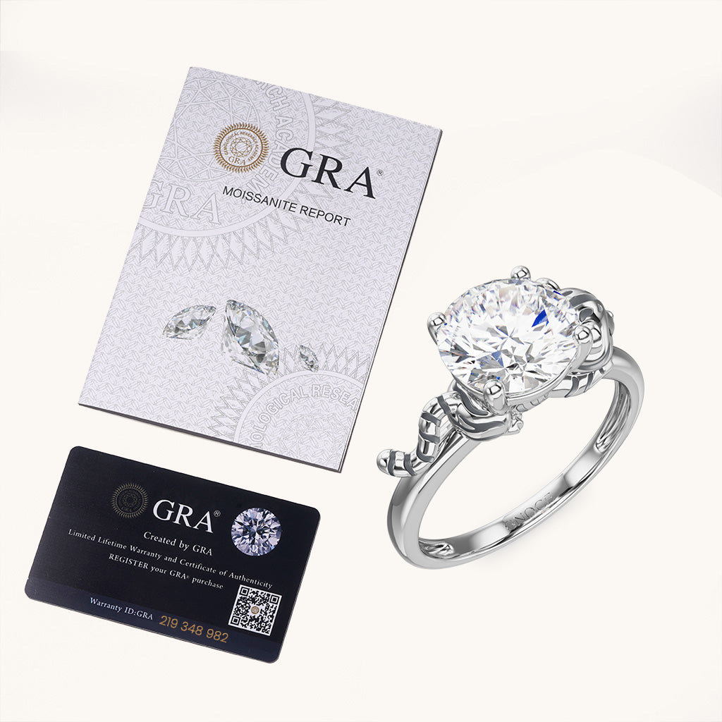Gnoce White Tiger Embraces Moissanite Round Cut Ring_6