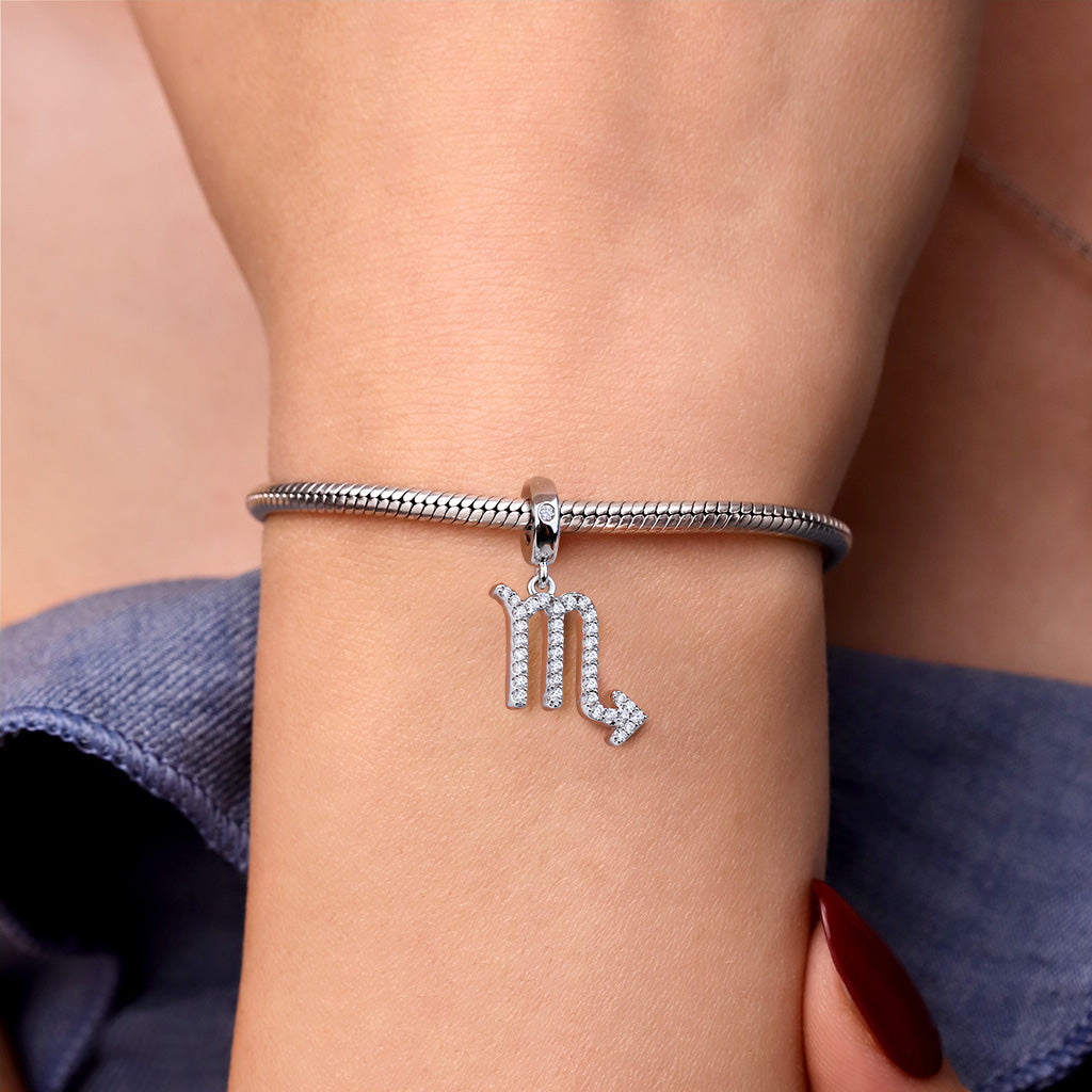 Gnoce "Signs You Are"  925 Sterling Silver Scorpio Charm Zodiac Sign Pendant With Cz For Bracelet_3