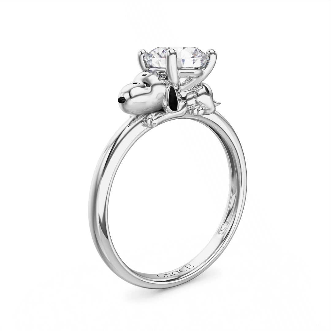 Gnoce Peanuts Snoopy Embraces Moissanite Round Cut Ring_1