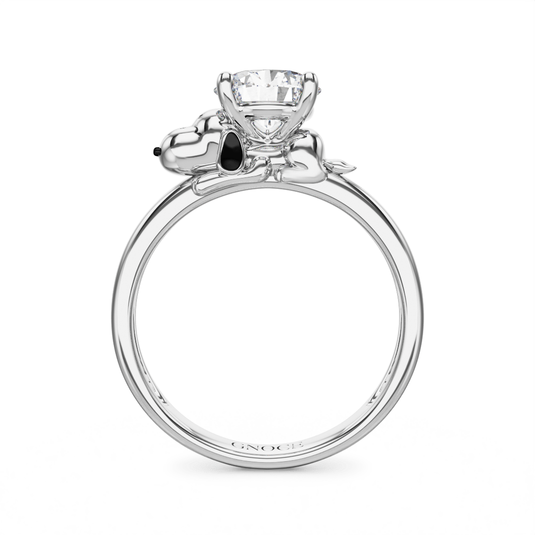 Gnoce Peanuts Snoopy Embraces Moissanite Round Cut Ring_5
