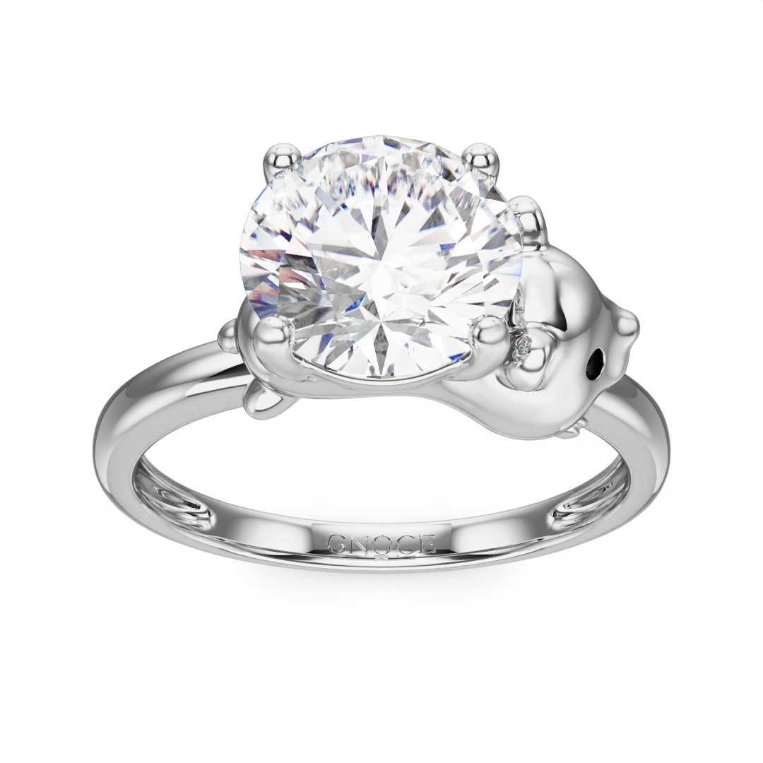Gnoce Hamster Embraces Moissanite Round Cut Ring_2