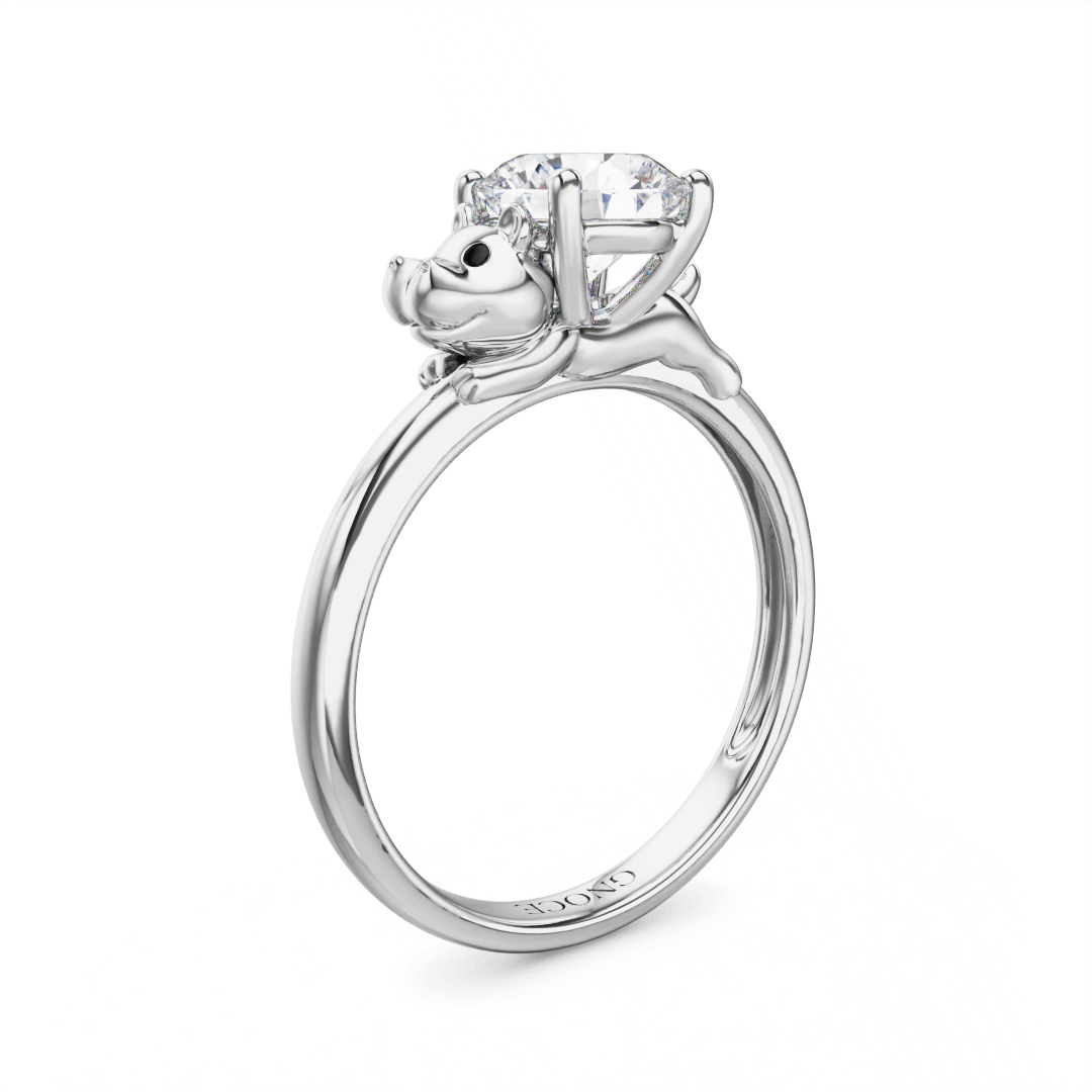Gnoce Hippo Embraces Moissanite Round Cut Ring_1