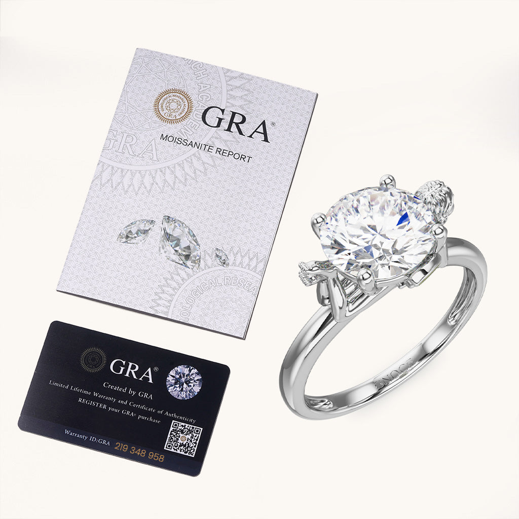 Gnoce Forest Elves Embraces Moissanite Round Cut Glow-in-the-Dark Ring_6