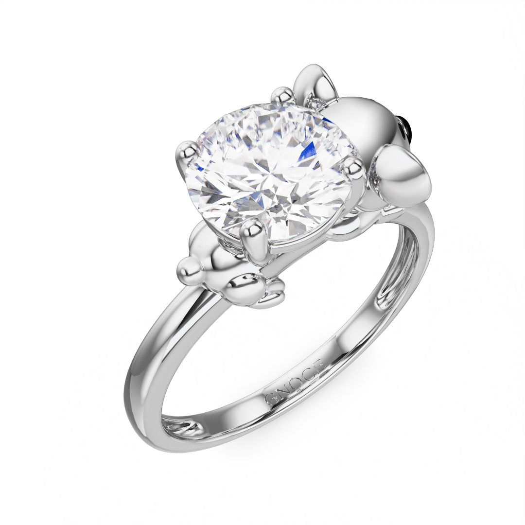 Gnoce Koala Embraces Moissanite Round Cut Ring_3