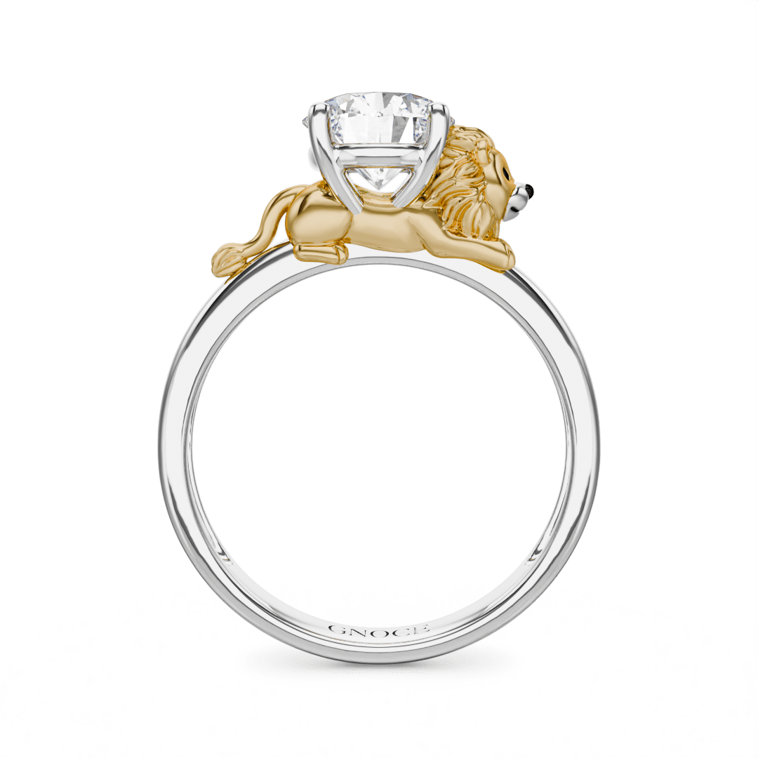 Gnoce Lion Embraces Moissanite Round Cut Ring_5