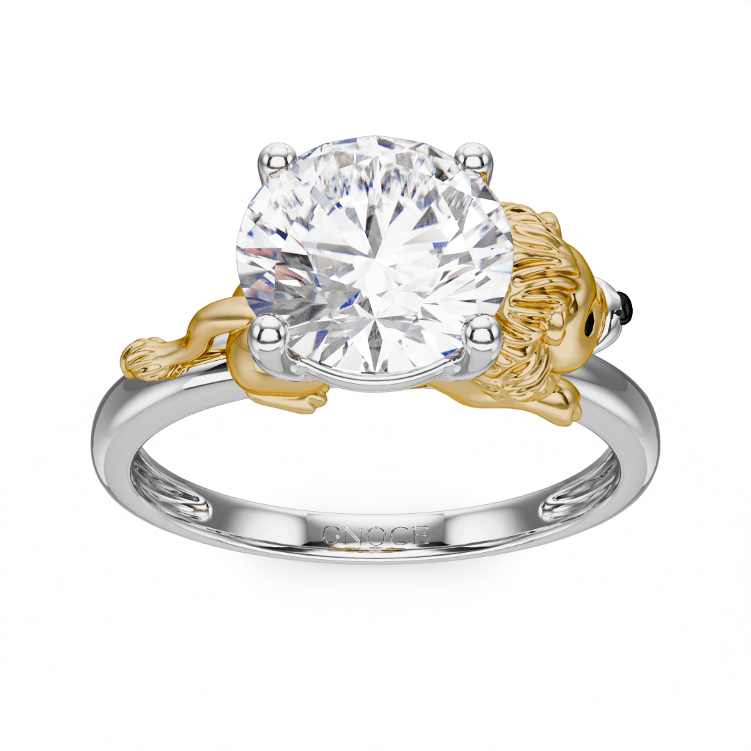 Gnoce Lion Embraces Moissanite Round Cut Ring_2