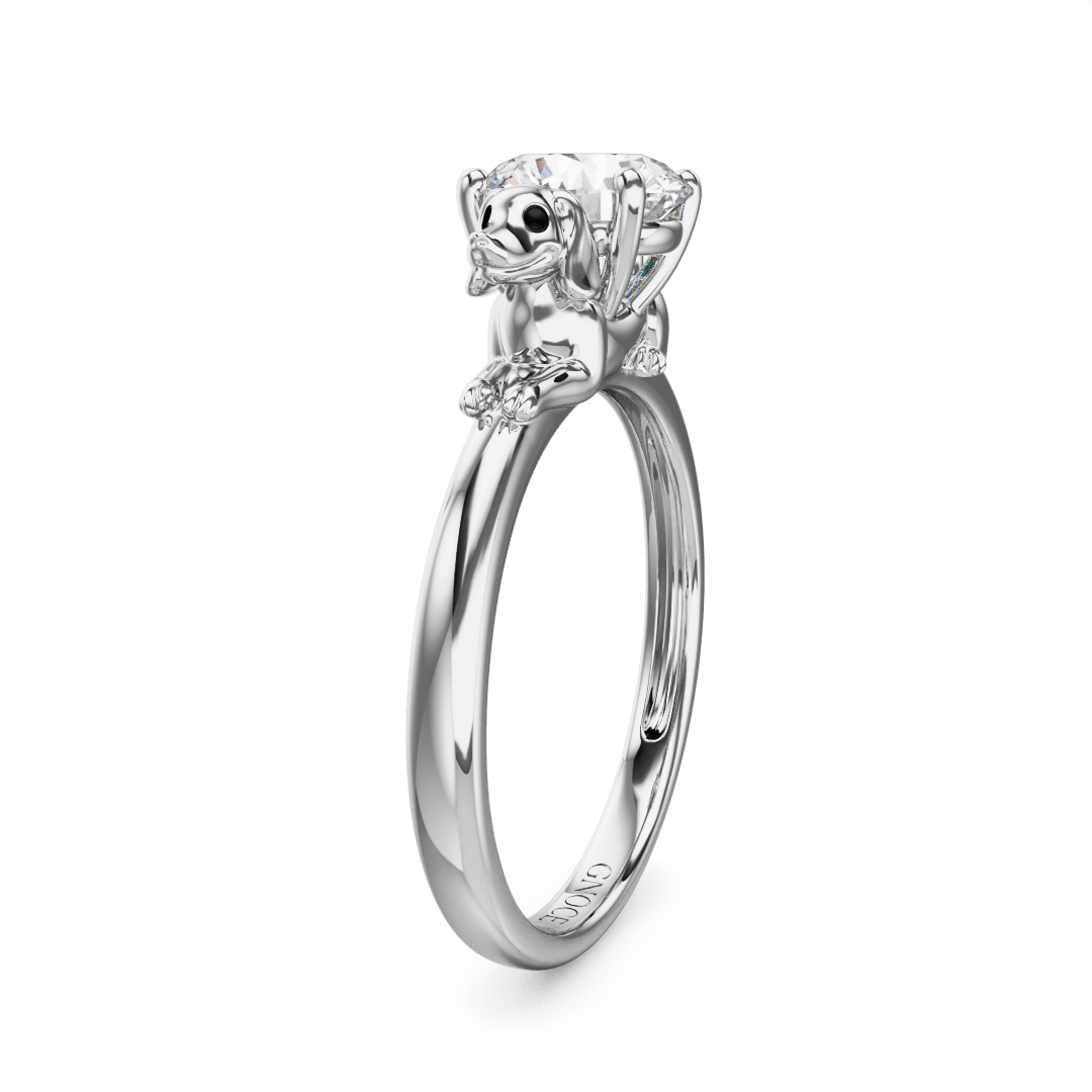 Gnoce Wiener dog Embraces Moissanite Round Cut Ring_4