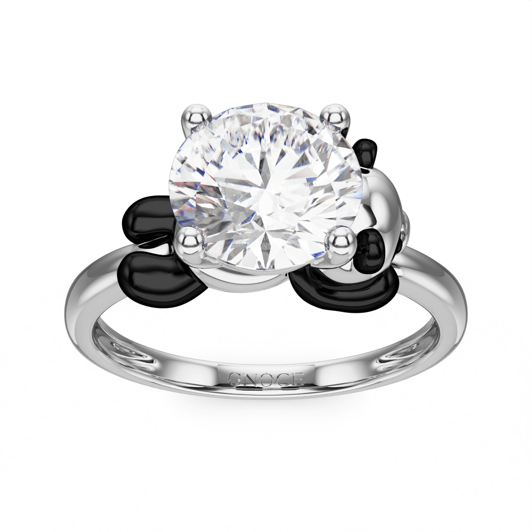 Gnoce Panda Embraces Moissanite Round Cut Ring_2