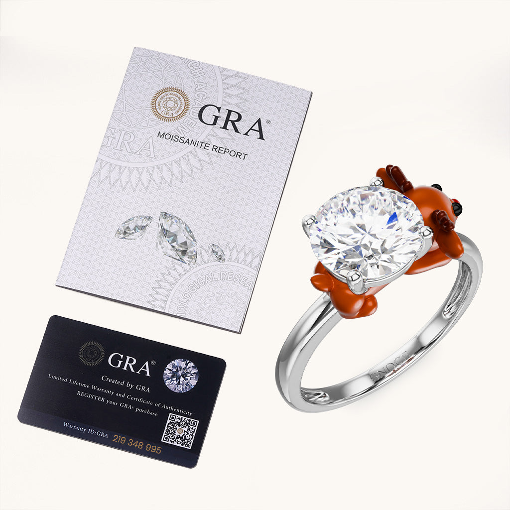 Gnoce Reindeer Embraces Moissanite Round Cut Ring_6