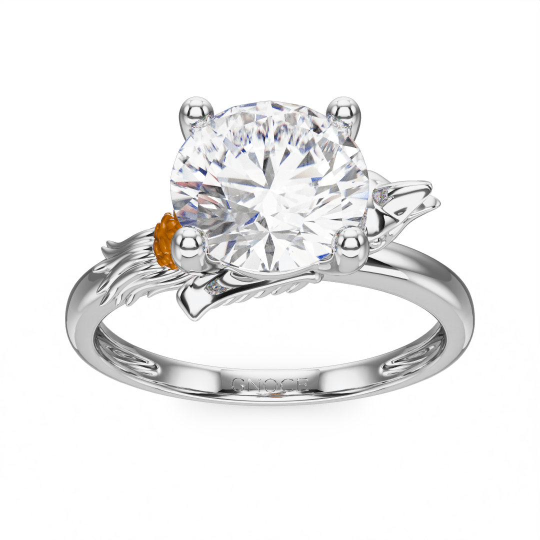 Gnoce Hummingbird Embraces Moissanite Round Cut Ring_2