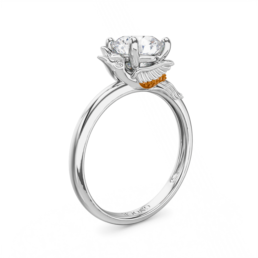 Gnoce Hummingbird Embraces Moissanite Round Cut Ring_1