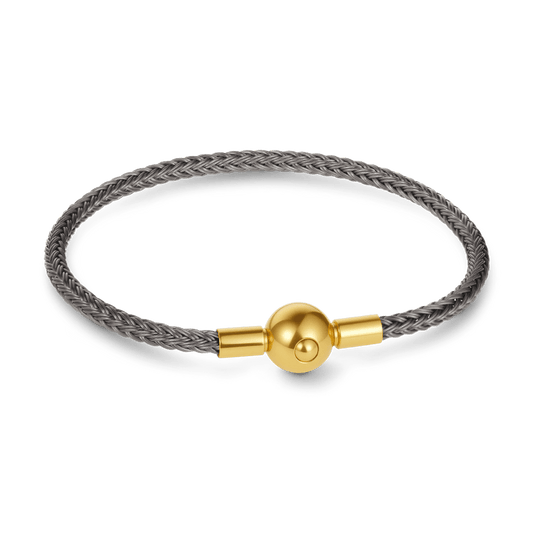 Gnoce Grey Round Snap Basic Bracelet with 2 Pieces of Stoppers_1