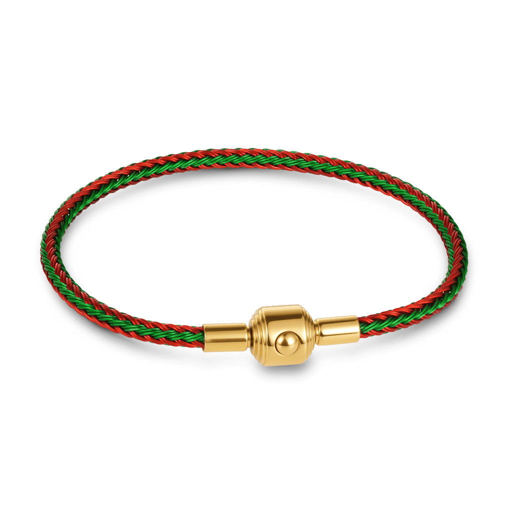 Gnoce Red & Green Cylindrical Snap Basic Bracelet with 2 Pieces of Stoppers_1