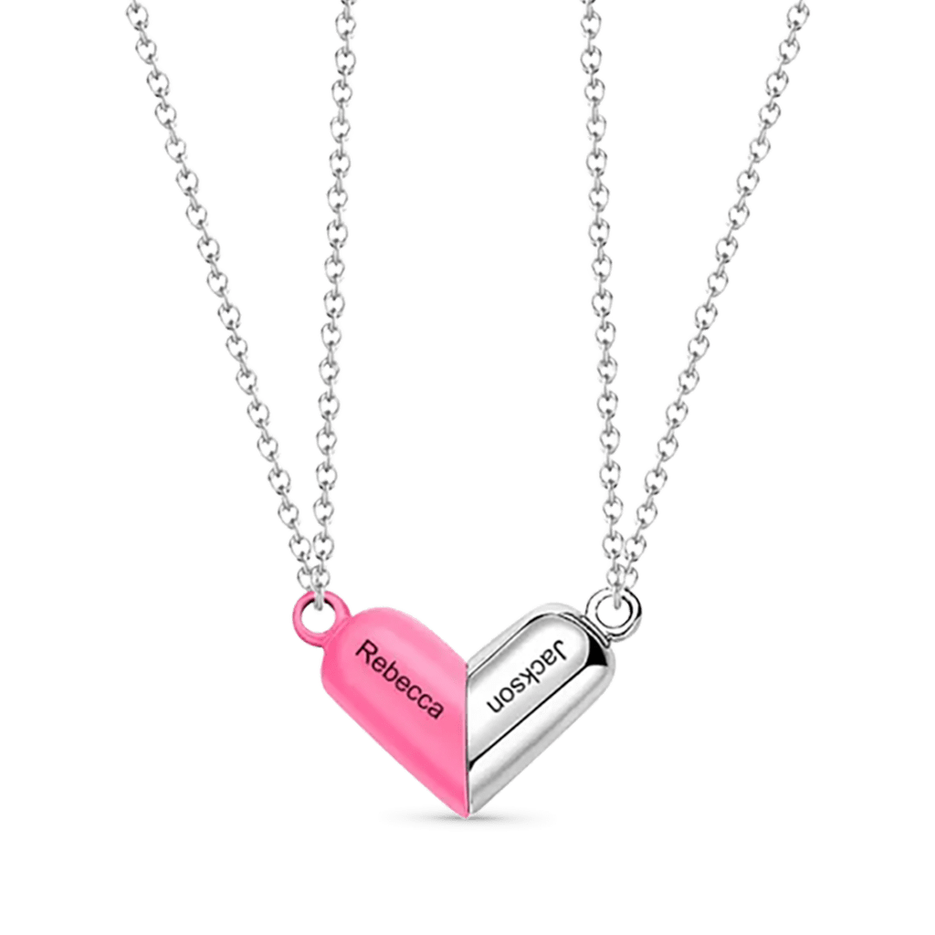Gnoce Customized Engraving Name Rotating Deformation Magnetic Couple Necklace_2