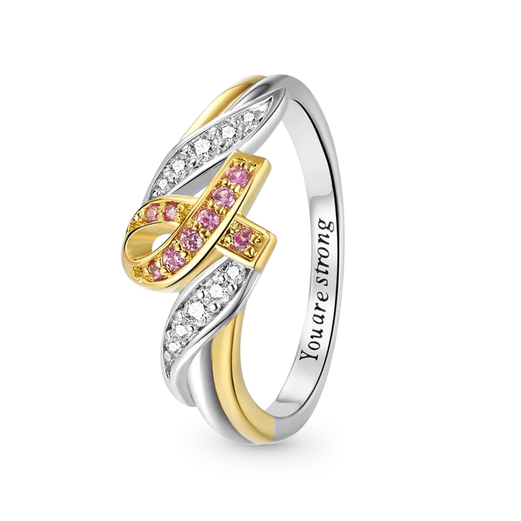 Gnoce Personalized Breast Cancer Awareness Ribbon Ring_2