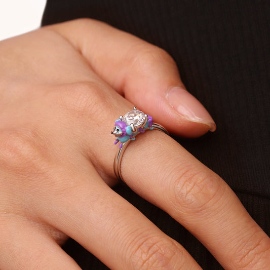 Gnoce Poppy Playtime PJ Pug-a-Pillar  Embraces Moissanite Round Cut Ring_4