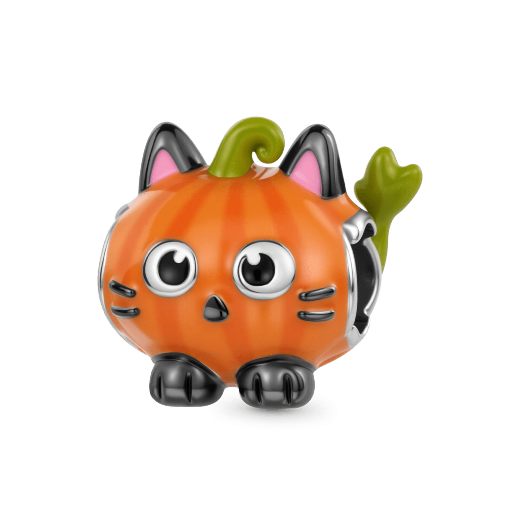 Gnoce Pumpkin Black Cat Charm Platinum-plated Silver Blend_1