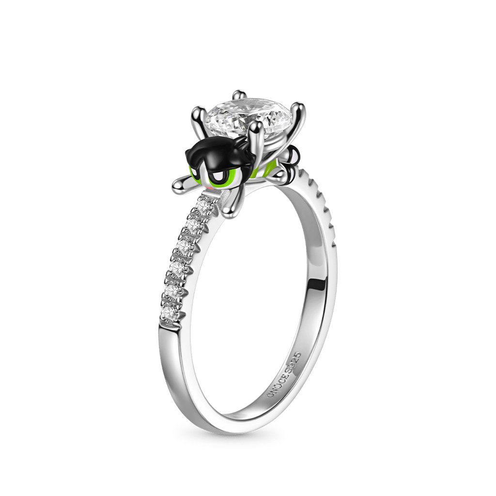 Gnoce The Powerpuff Girls Buttercup Embraces Moissanite Round Cut Ring_1