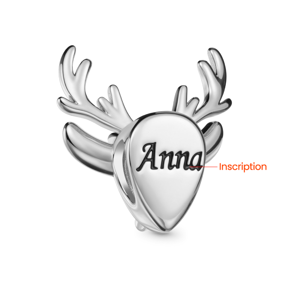 Gnoce Christmas Elk Birthstone Engravable Charm Platinum-plated Silver Blend_5