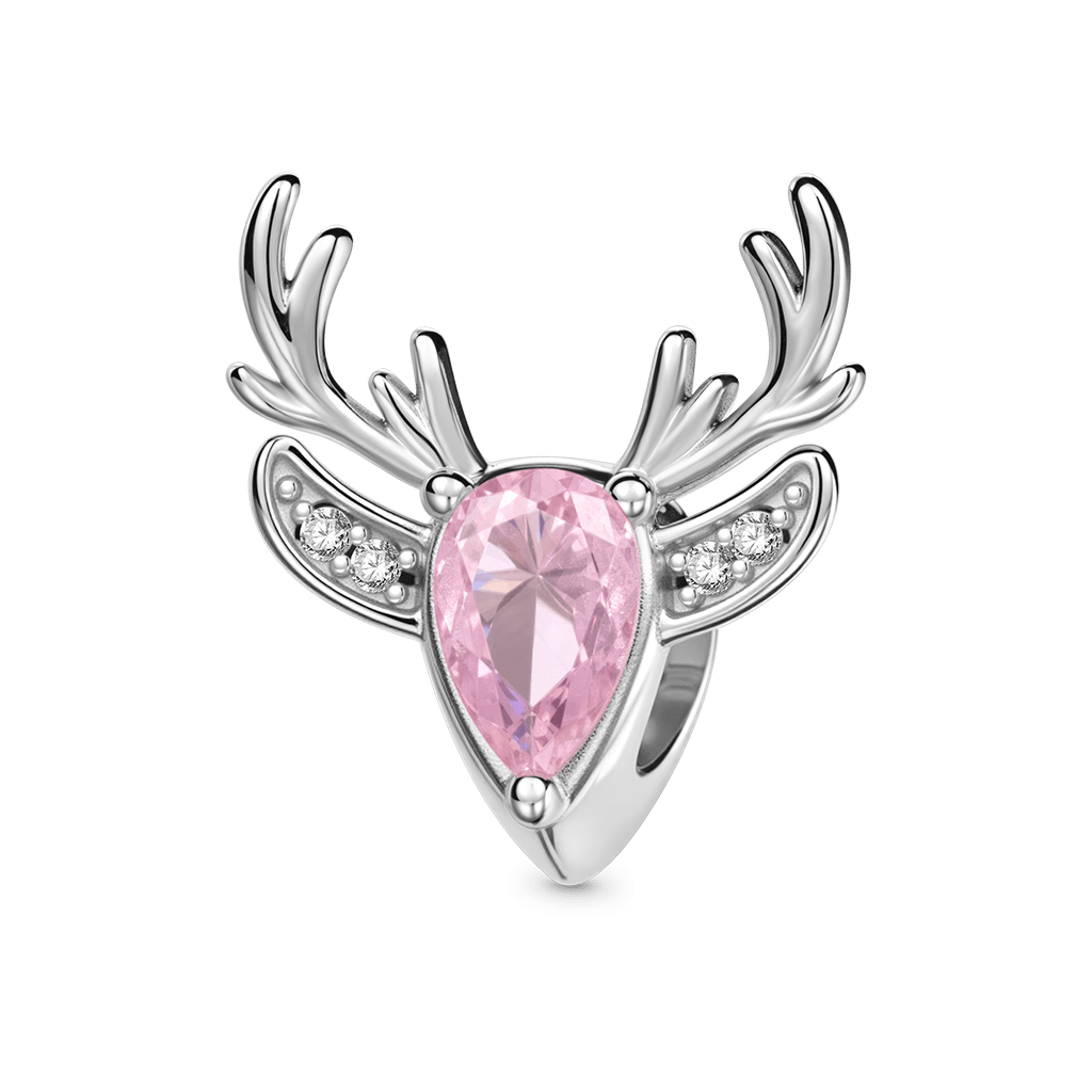 Gnoce Christmas Elk Birthstone Engravable Charm Platinum-plated Silver Blend_1