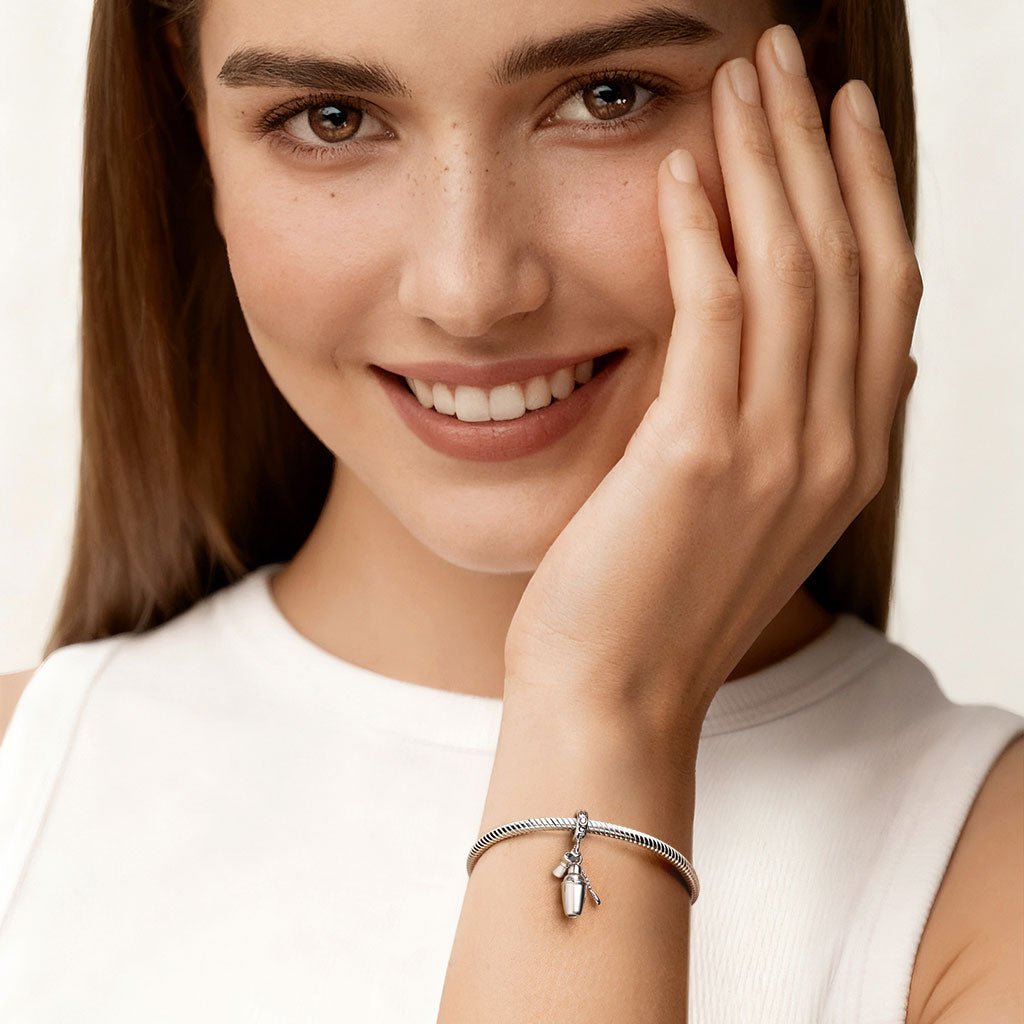 Gnoce Cocktail Shaker Suit Charm Platinum-plated Silver Blend_4