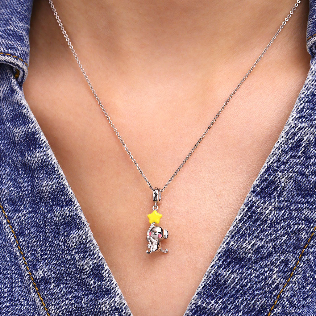 Gnoce Dog Memorial Urn Ashes Glow-in-the-Dark Charm Platinum-plated Silver Blend_2