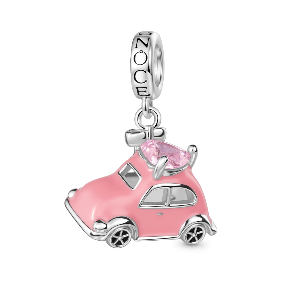 Gnoce Pink Car Heart Charm Platinum-plated Silver Blend_1