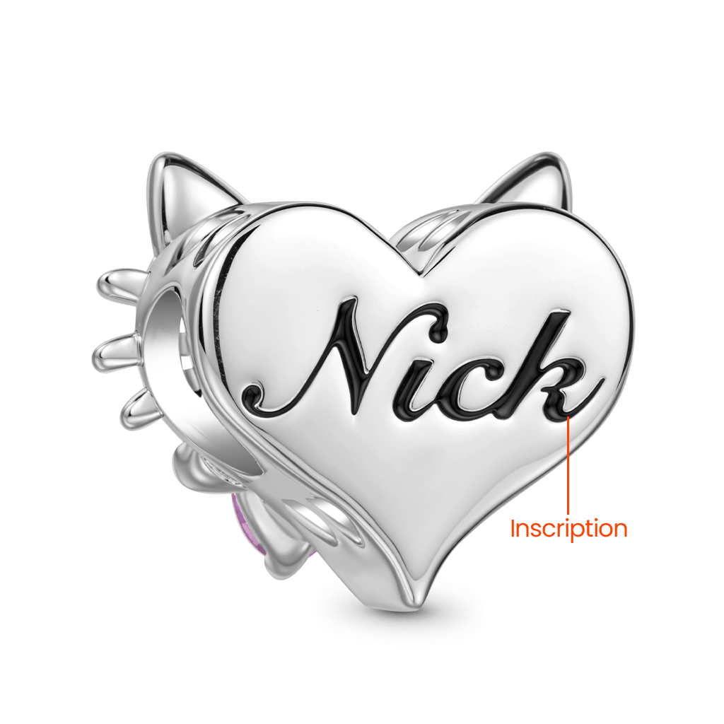 Gnoce Engravable Pet Cat Birthstone Charm Platinum-plated Silver Blend_5