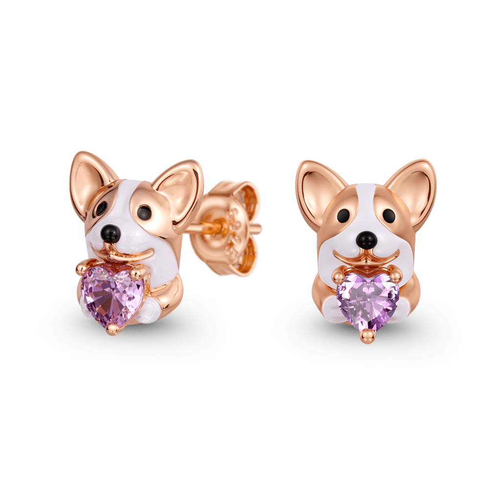 Gnoce Corgi Embrace Love Stud Earrings_1