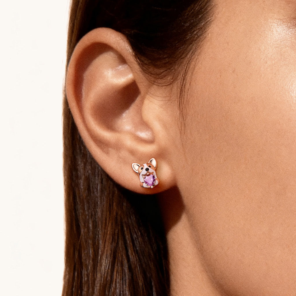 Gnoce Corgi Embrace Love Stud Earrings_2