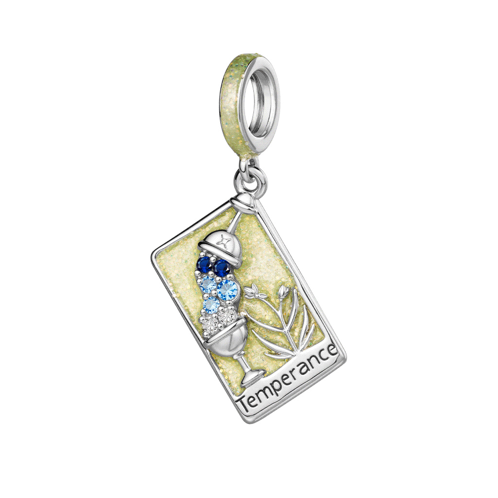 Gnoce Tarot Temperance Card Glow-in-the-Dark Charm Platinum-plated Silver Blend_2