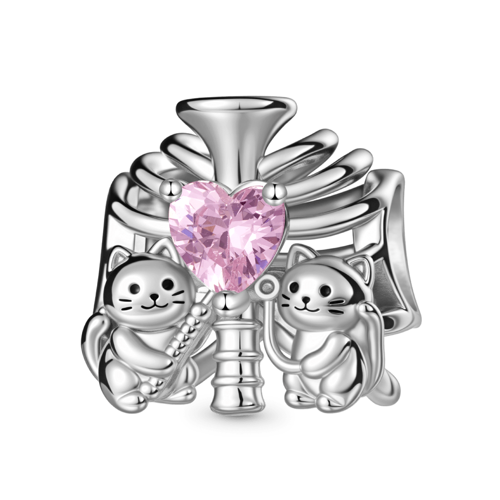 Gnoce Healing Heartache Cat Charm Platinum-plated Silver Blend_1