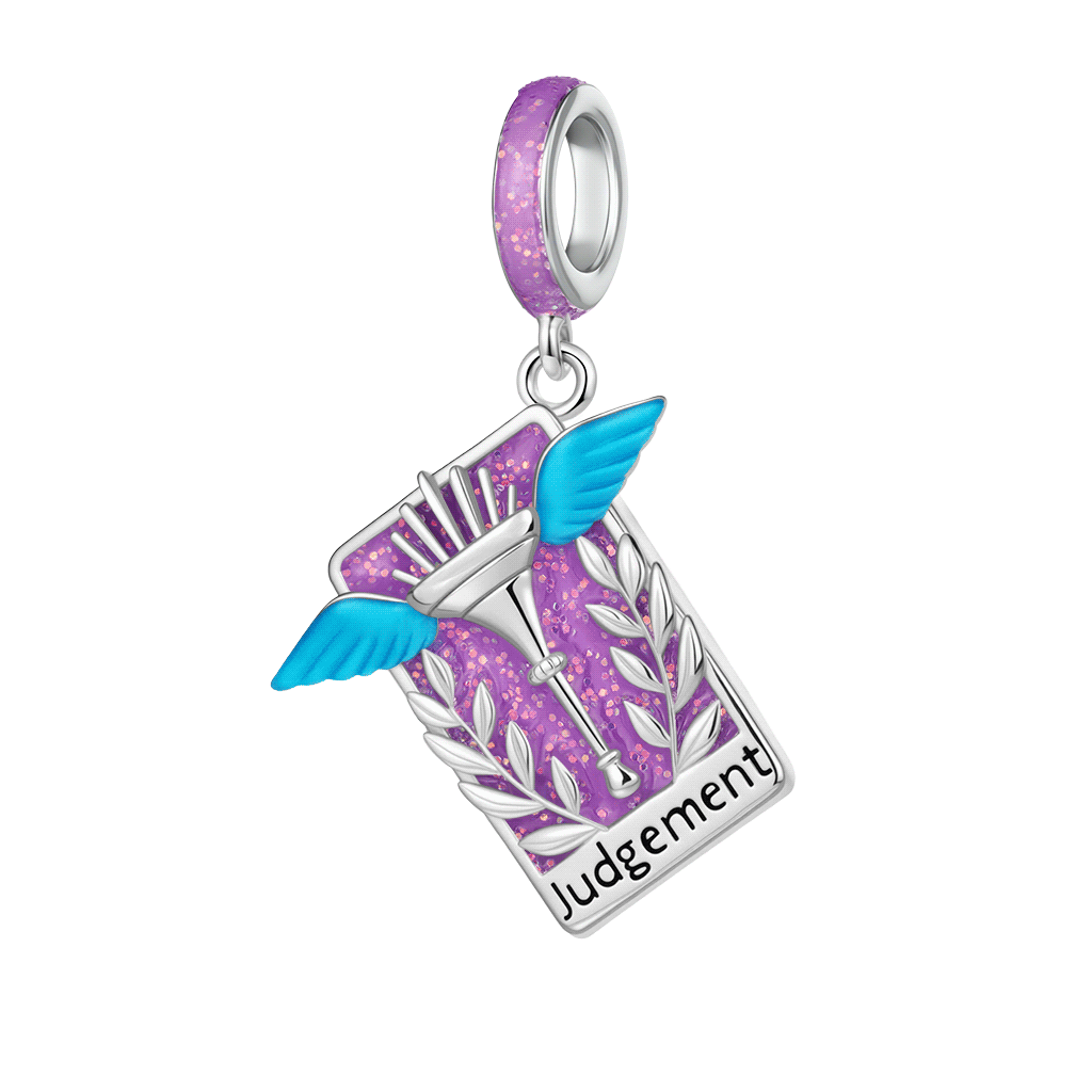 Gnoce Tarot Judgment Card Glow-in-the-Dark Charm Platinum-plated Silver Blend_2