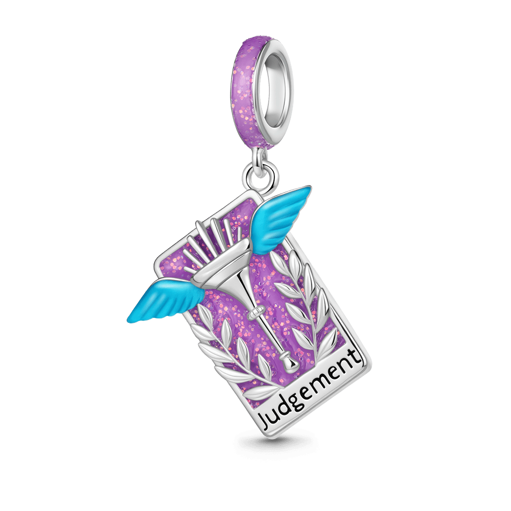 Gnoce Tarot Judgment Card Glow-in-the-Dark Charm Platinum-plated Silver Blend_1