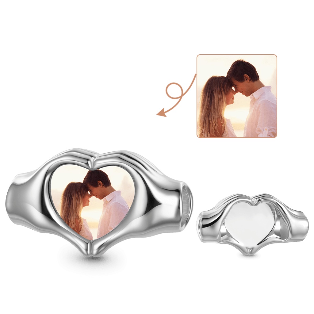 Gnoce Heart Hands Photo Charm Platinum-plated Silver Blend_1