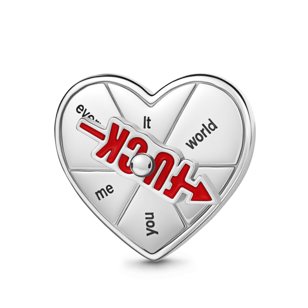 Gnoce Heart Turntable 'FUCK' World Charm Platinum-plated Silver Blend_2