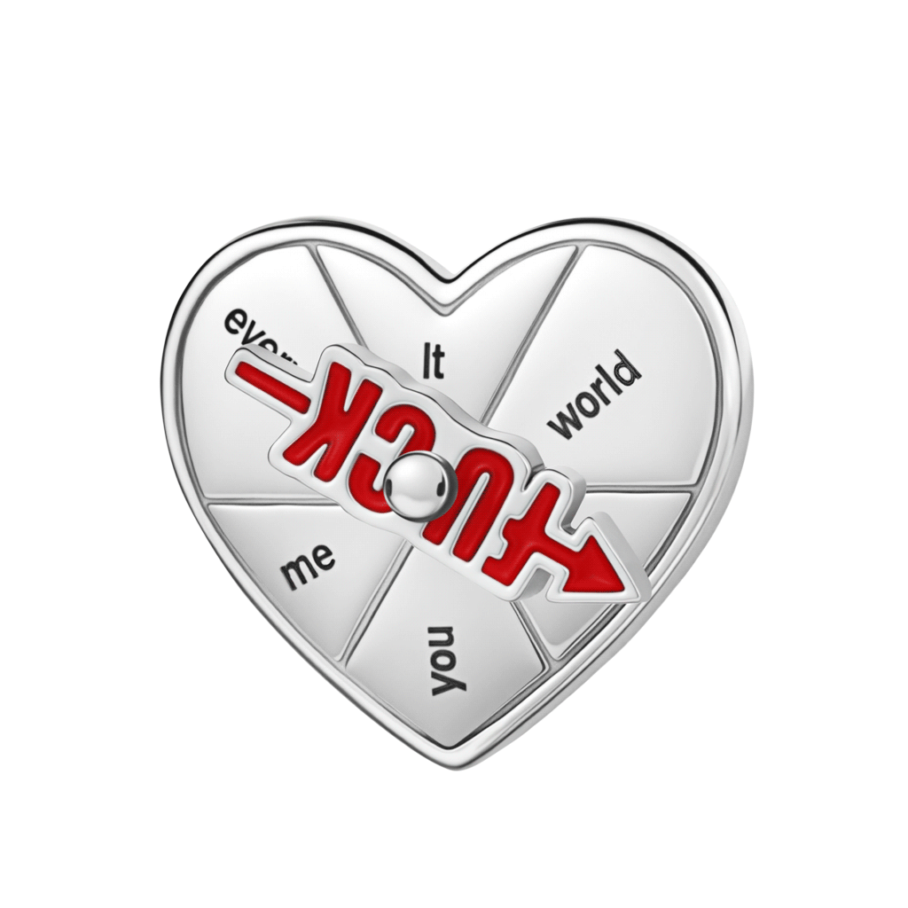 Gnoce Heart Turntable 'FUCK' World Charm Platinum-plated Silver Blend_1