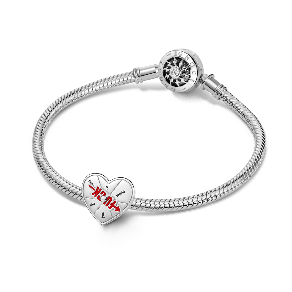 Gnoce Heart Turntable 'FUCK' World Charm Platinum-plated Silver Blend_4