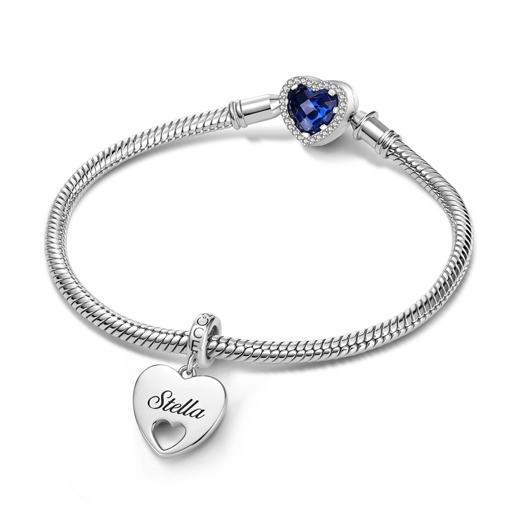 Gnoce Heart Double-Sided Engravable Charm Platinum-plated Silver Blend_4