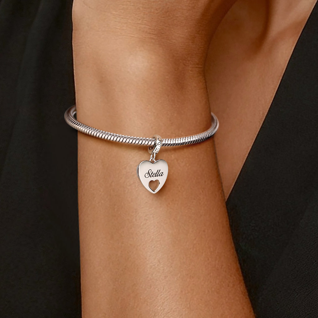 Gnoce Heart Double-Sided Engravable Charm Platinum-plated Silver Blend_3