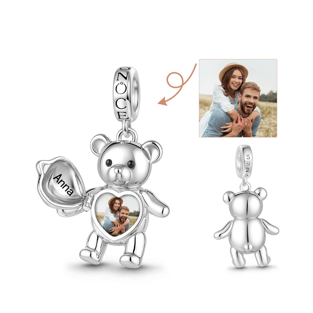 Gnoce Bear Photo Charm Platinum-plated Silver Blend_1