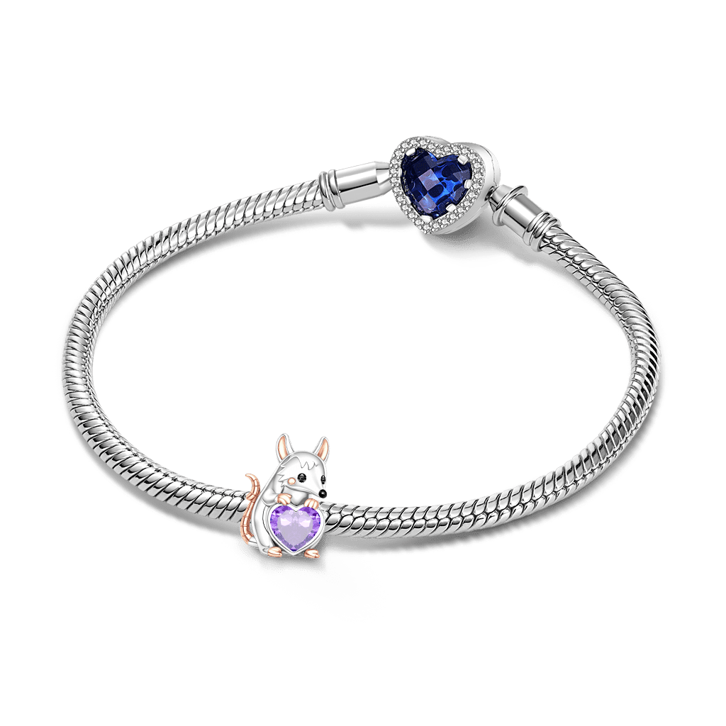 Gnoce Custom Opossum Embrace Birthstone Charm Platinum-plated Silver Blend_3