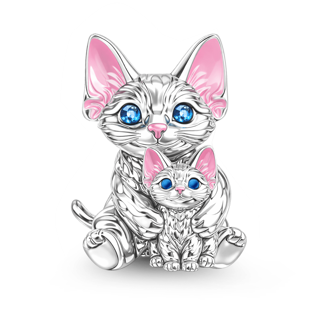 Gnoce Devon Cat Embraces Baby Charm Platinum-plated Silver Blend_1