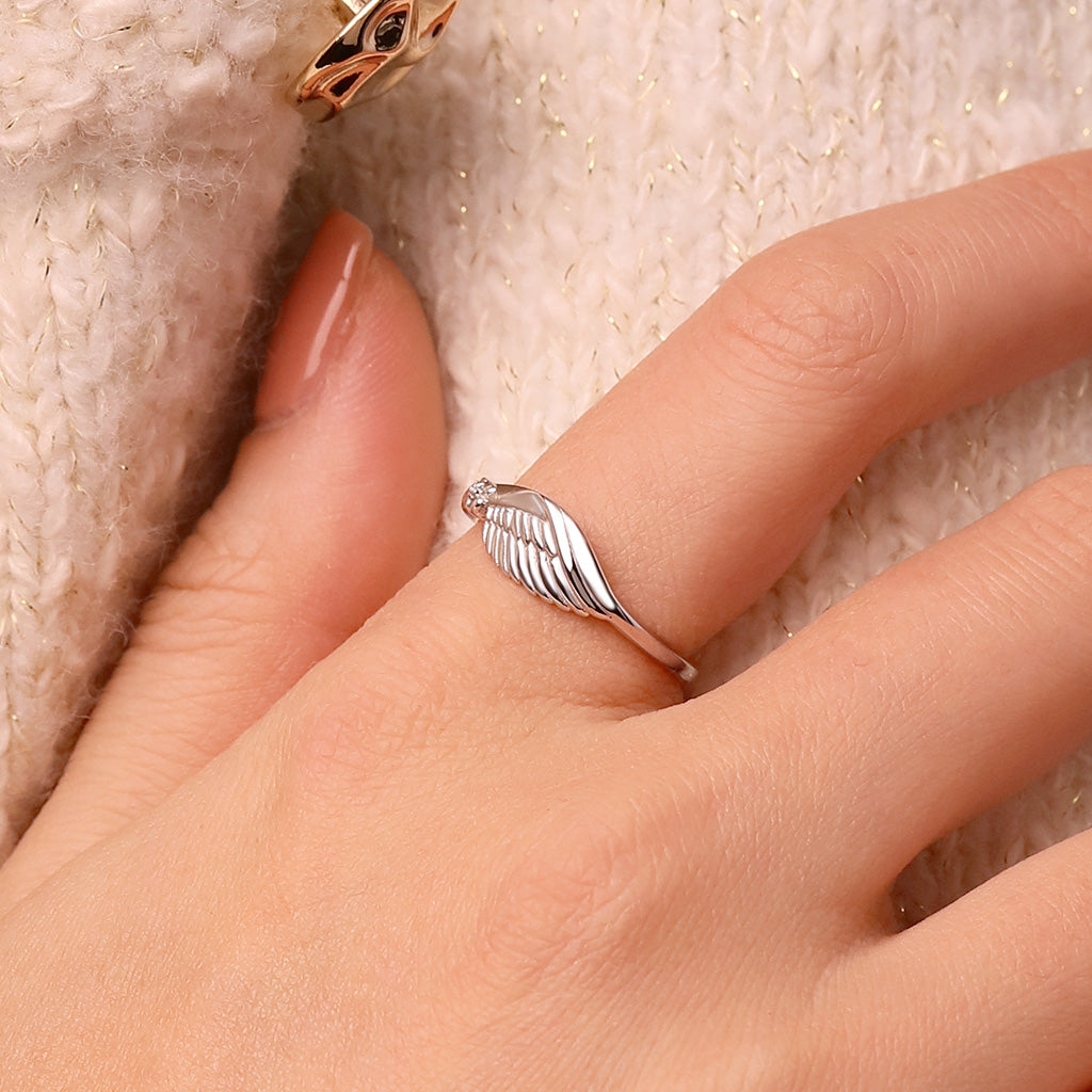 Gnoce Angel Wing Ring Platinum-plated Silver Blend_2